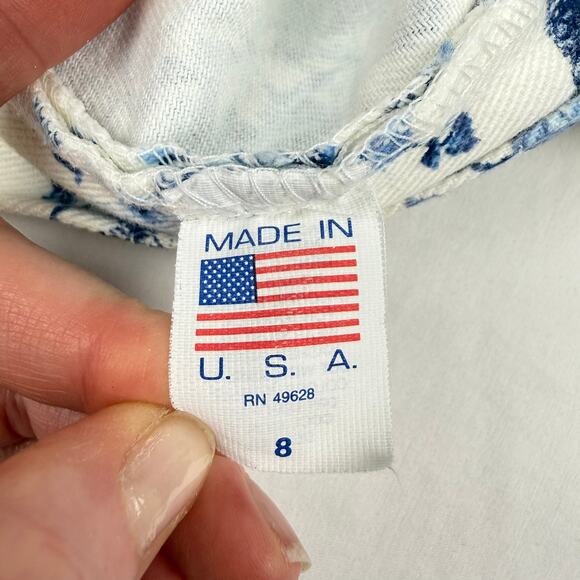 Vintage Zena II Floral Print White Denim Shorts Made in USA High Rise Size 8 NWT - Picture 9 of 14